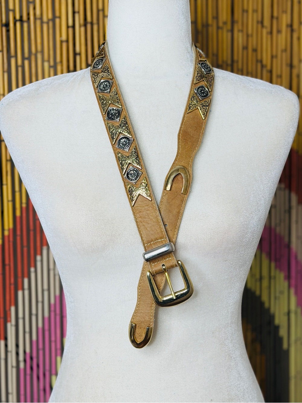 90s Leather Western Medallion Concho Belt